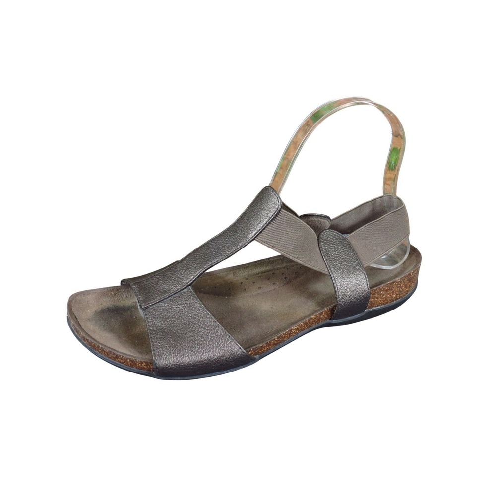 Natural Soul Noni Women Slingback T-Strap Sandal 7.5 Walking Bronze Metallic